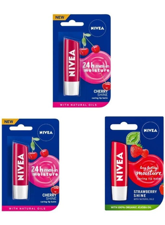 نيفيا مرطب الشفاه شاين كيرنج من نيفيا رقم 31 شيري شاين، شيري شاين، لمعان الفراولة (عبوة من: 3، 14.4 جم) - Image 1